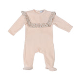 BE'BE' SWEENY FLORAL RUFFLE VELOUR FOOTIE